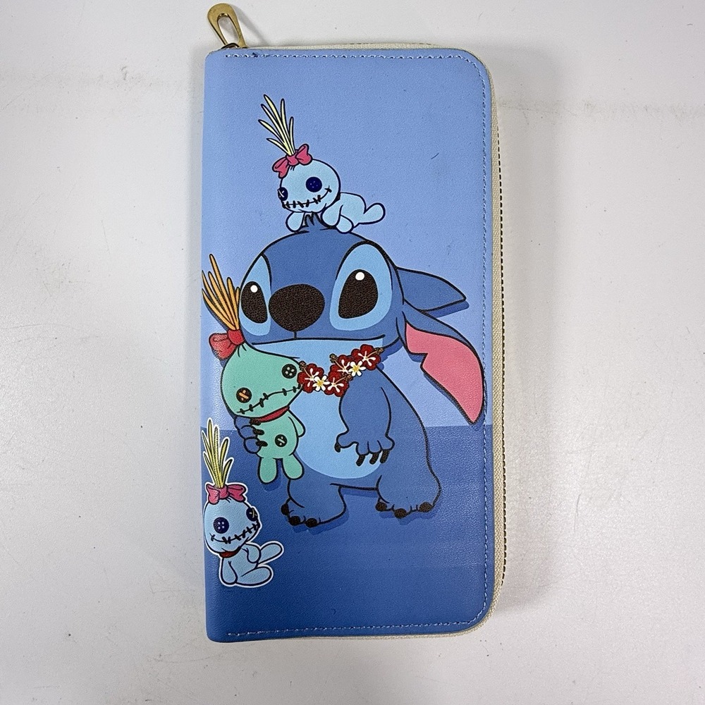 Disney Lilo & Stitch Blue Pink Zip Around Wallet with Character Design